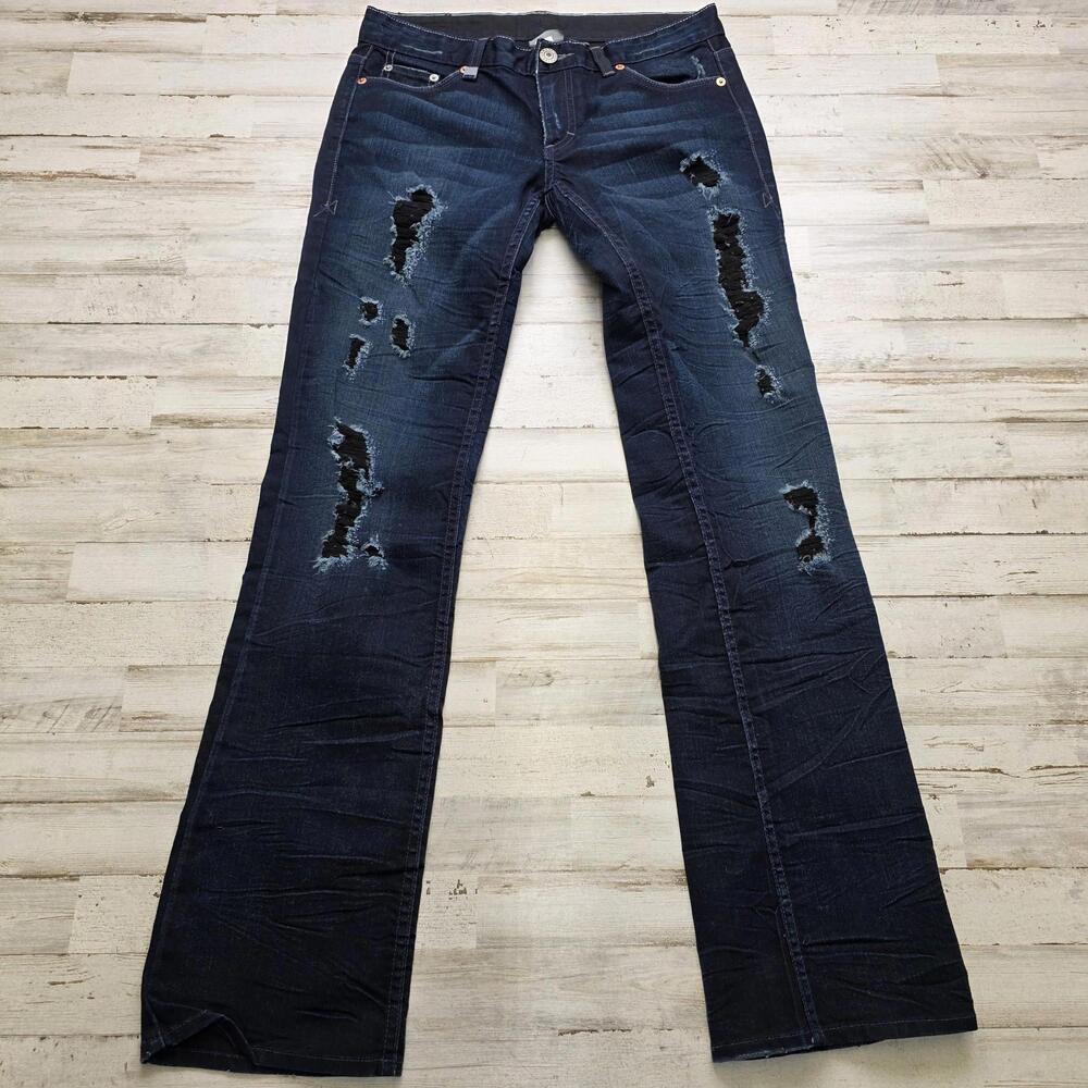 Armani Exchange Jeans Womens 6 Reg Blue Black Destroyed Distressed Made in USA